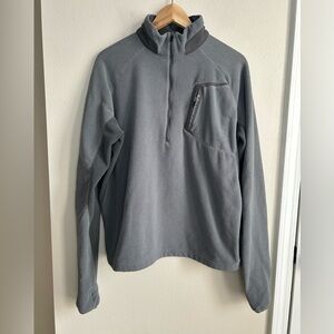 Marmot Men's Gray Waffle Knit Quarter Zip Fleece Pullover Size L Large